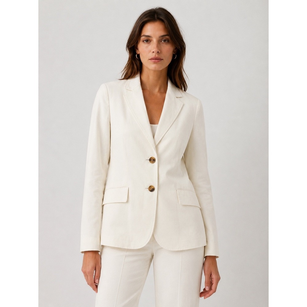NWT Weekend Max Mara Granada White Cotton Blend Blazer Jacket Size 12